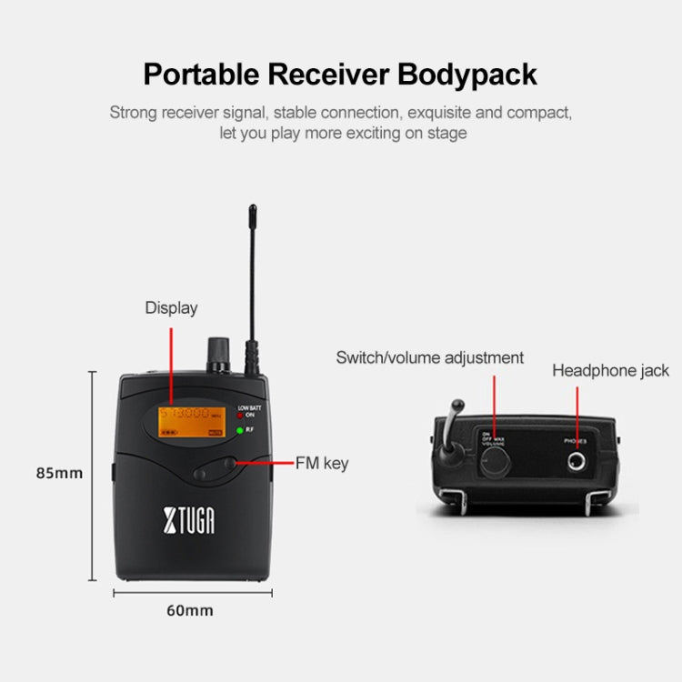 XTUGA IEM1200 Wireless Transmitter 5 Bodypack Stage Singer In-Ear Monitor System (UK Plug) - Microphone by XTUGA | Online Shopping UK | buy2fix