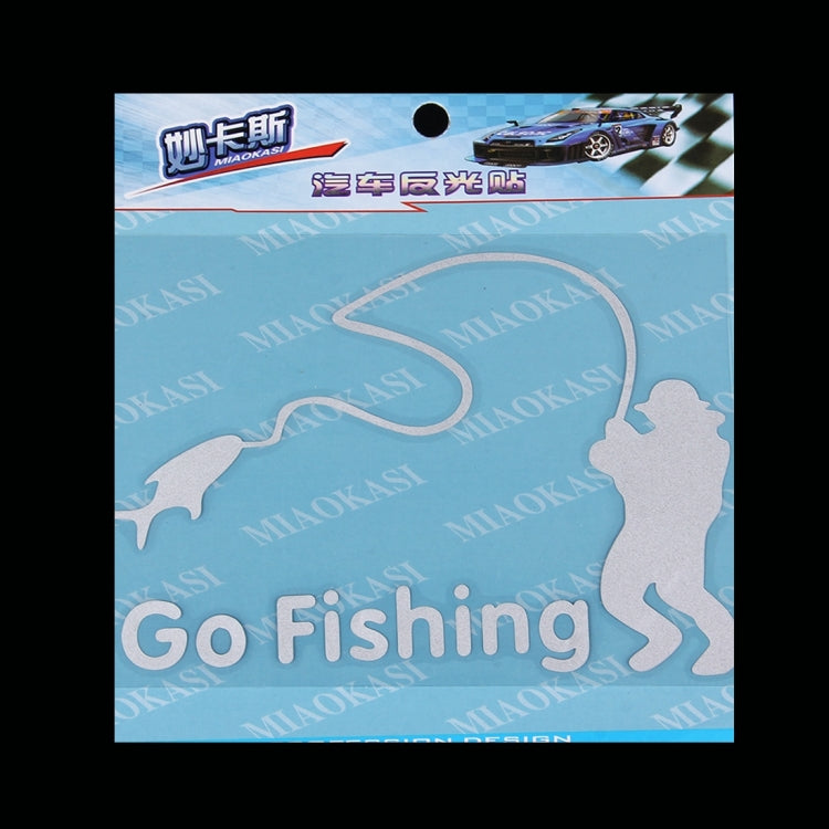 10 PCS Go Fishing Styling Reflective Car Sticker, Size: 14cm x 9.5cm(Silver) - Decorative Sticker by buy2fix | Online Shopping UK | buy2fix