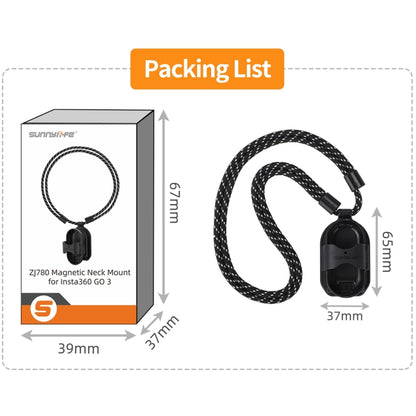 For Insta360 GO 3 Sunnylife Magnetic Neck Mount Chest Body Camera Necklace Lanyard POV Vlog Holder (Black) - Holder by Sunnylife | Online Shopping UK | buy2fix