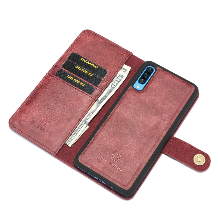 DG.MING Crazy Horse Texture Flip Detachable Magnetic Leather Case with Holder & Card Slots & Wallet for Galaxy A70(Red) - Galaxy Phone Cases by DG.MING | Online Shopping UK | buy2fix