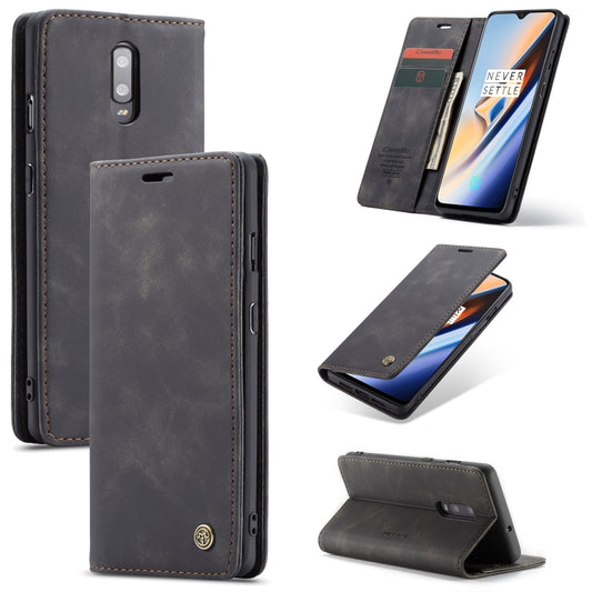 CaseMe-013 Multi-functional Retro Frosted Horizontal Flip Leather Case with Card Slot & Holder & Wallet For OnePlus 7(Black) - OnePlus Cases by CaseMe | Online Shopping UK | buy2fix