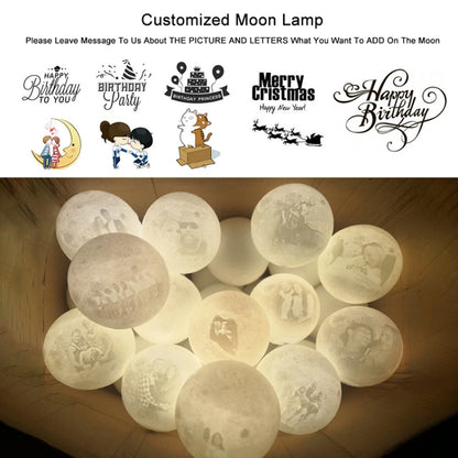 Customized Touch Switch 2-color 3D Print Moon Lamp USB Charging Energy-saving LED Night Light with Wooden Holder Base, Diameter:20cm - Night Lights by buy2fix | Online Shopping UK | buy2fix