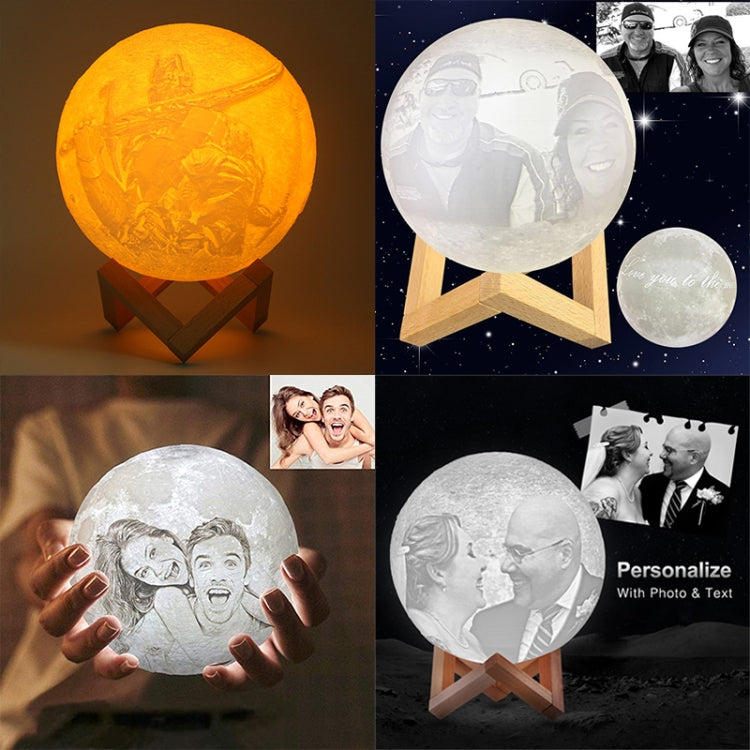 Customized 16-colors 3D Print Lamp USB Charging Energy-saving LED Night Light with Remote Control & Wooden Holder Base, Diameter:13cm - Night Lights by buy2fix | Online Shopping UK | buy2fix