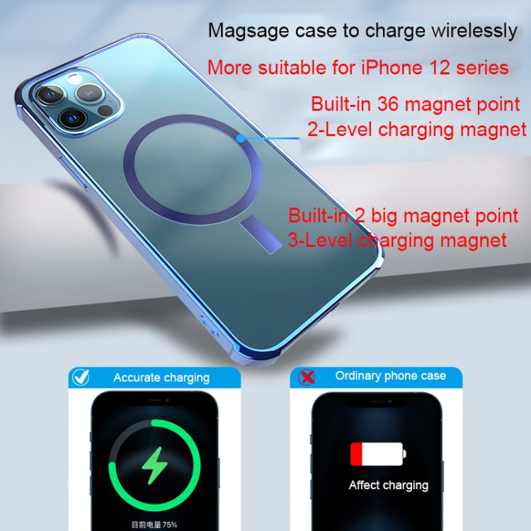 For iPhone 12 Pro Max Straight Side Laser Plating Full Coverage Clear TPU Shockproof Magsafe Case(Graphite Black) - iPhone 12 Pro Max Cases by buy2fix | Online Shopping UK | buy2fix