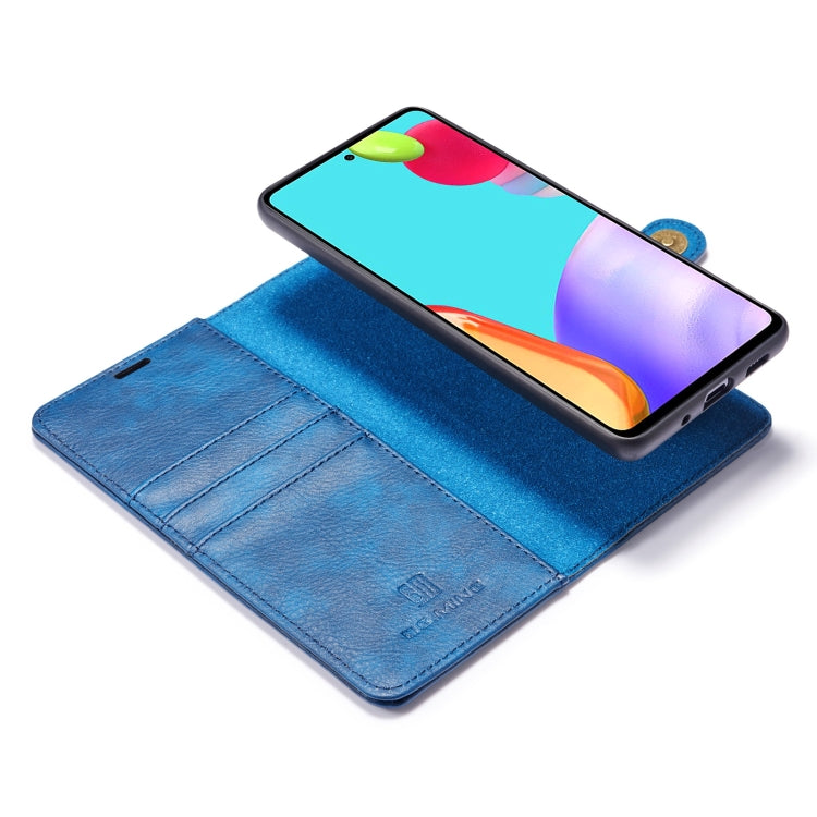 For Samsung Galaxy A52 5G / 4G DG.MING Crazy Horse Texture Flip Detachable Magnetic Leather Case with Holder & Card Slots & Wallet(Blue) - Galaxy Phone Cases by DG.MING | Online Shopping UK | buy2fix