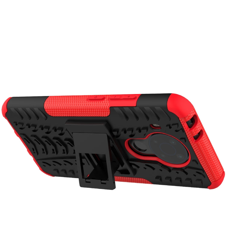 For Nokia 3.4 / 5.4 Tire Texture Shockproof TPU+PC Protective Case with Holder(Red) - Nokia Cases by buy2fix | Online Shopping UK | buy2fix