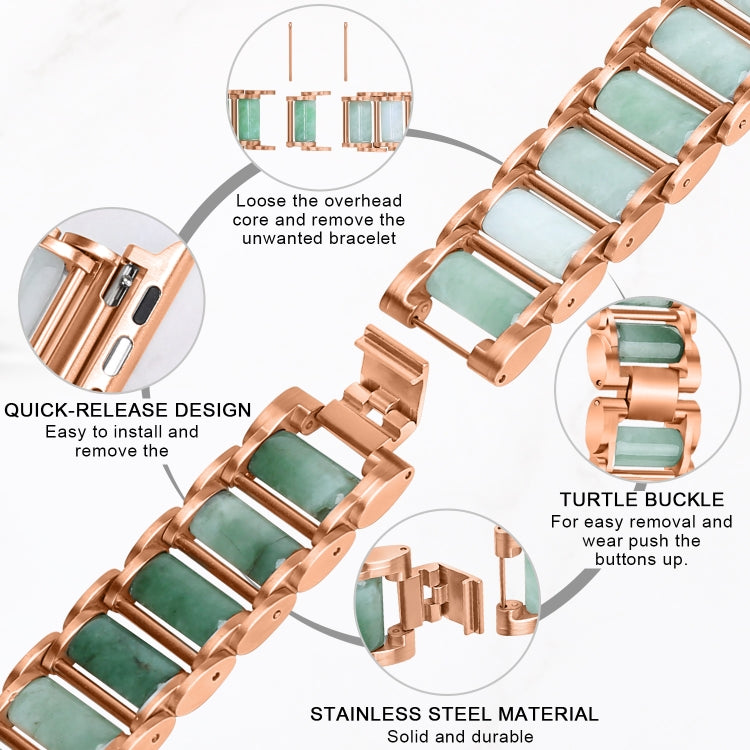 Emerald Stainless Steel Watch Band For Apple Watch Series 7 41mm / 6 & SE & 5 & 4 40mm / 3 & 2 & 1 38mm(Rose Gold) - Watch Bands by buy2fix | Online Shopping UK | buy2fix