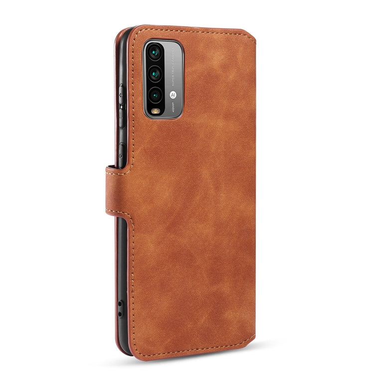 For Xiaomi Redmi Note 9 4G DG.MING Retro Oil Side Horizontal Flip Leather Case with Holder & Card Slots & Wallet(Brown) - Xiaomi Cases by DG.MING | Online Shopping UK | buy2fix