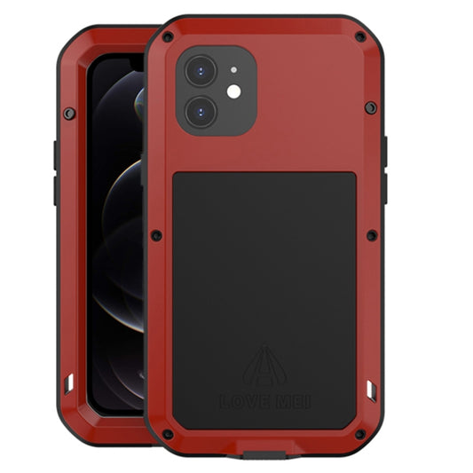 For iPhone 12 LOVE MEI Metal Shockproof Life Waterproof Dustproof Protective Case(Red) - iPhone 12 / 12 Pro Cases by LOVE MEI | Online Shopping UK | buy2fix