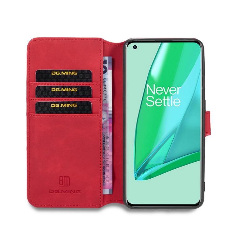 For OnePlus 9 Pro DG.MING Retro Oil Side Horizontal Flip Leather Case with Holder & Card Slots & Wallet(Red) - OnePlus Cases by DG.MING | Online Shopping UK | buy2fix