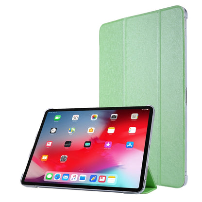 For iPad Air 13 2024 / iPad Pro 12.9 2022 / 2021 Silk Texture Three-fold Horizontal Flip Leather Tablet Case with Holder & Pen Slot(Green) - iPad Pro 12.9 (2022/2021) Cases by buy2fix | Online Shopping UK | buy2fix