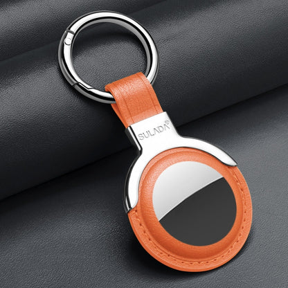 SULADA Leather Protective Cover Case with Switchable Keychain Ring For AirTag(Orange) - Key Chain Series by SULADA | Online Shopping UK | buy2fix