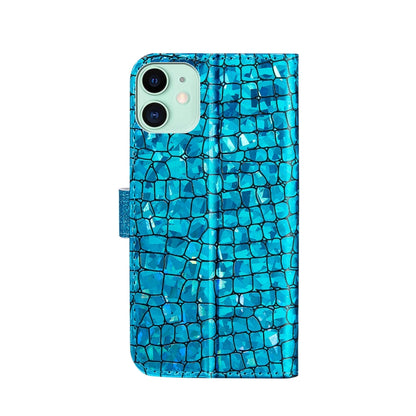 For iPhone 13 Laser Glitter Powder Matching Crocodile Texture Horizontal Flip Leather Case with Card Slots & Holder & Wallet(Blue) - iPhone 13 Cases by buy2fix | Online Shopping UK | buy2fix