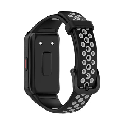 For Huawei Band 6 / Honor Band 6 Universal Two-color Breathable Silicone Watch Band(Black Grey) - Watch Bands by buy2fix | Online Shopping UK | buy2fix