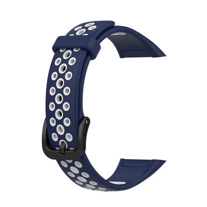 For Huawei Band 6 / Honor Band 6 Universal Two-color Breathable Silicone Watch Band(Midnight Blue White) - Watch Bands by buy2fix | Online Shopping UK | buy2fix