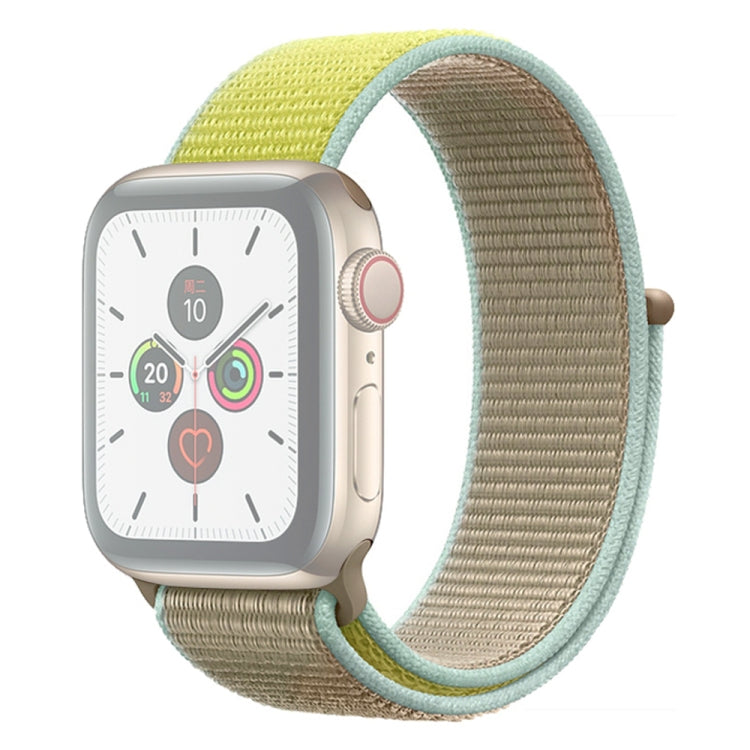 For Apple Watch Series 9&8&7 41mm / SE 3&SE 2&6&SE&5&4 40mm / 3&2&1 38mm Color Matching Nylon Watch Band(Green + Baby Blue) - Watch Bands by buy2fix | Online Shopping UK | buy2fix