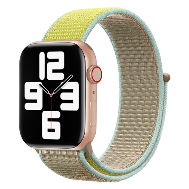 For Apple Watch Series 7 45mm / 6 & SE & 5 & 4 44mm / 3 & 2 & 1 42mm Color Matching Nylon Watch Band(Green + Baby Blue) - Watch Bands by buy2fix | Online Shopping UK | buy2fix