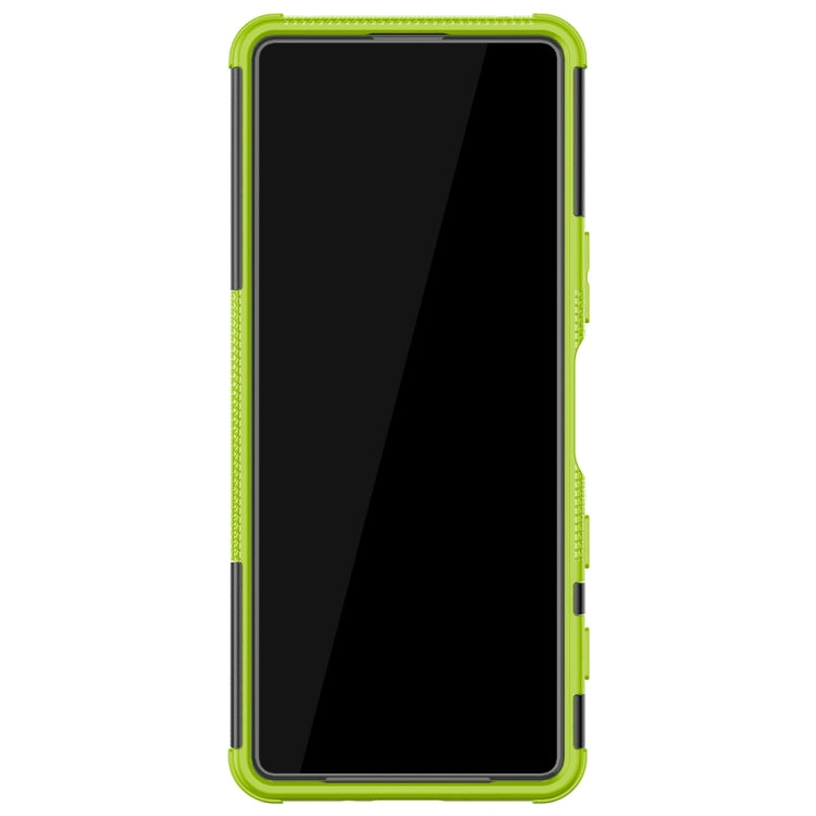 For Sony Xperia 5 III Tire Texture Shockproof TPU+PC Protective Case with Holder(Green) - Sony Cases by buy2fix | Online Shopping UK | buy2fix