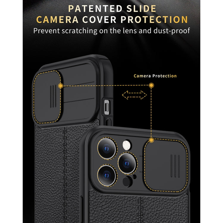 For iPhone 11 Pro Max Litchi Texture Sliding Camshield TPU Protective Case (Black) - iPhone 11 Pro Max Cases by buy2fix | Online Shopping UK | buy2fix