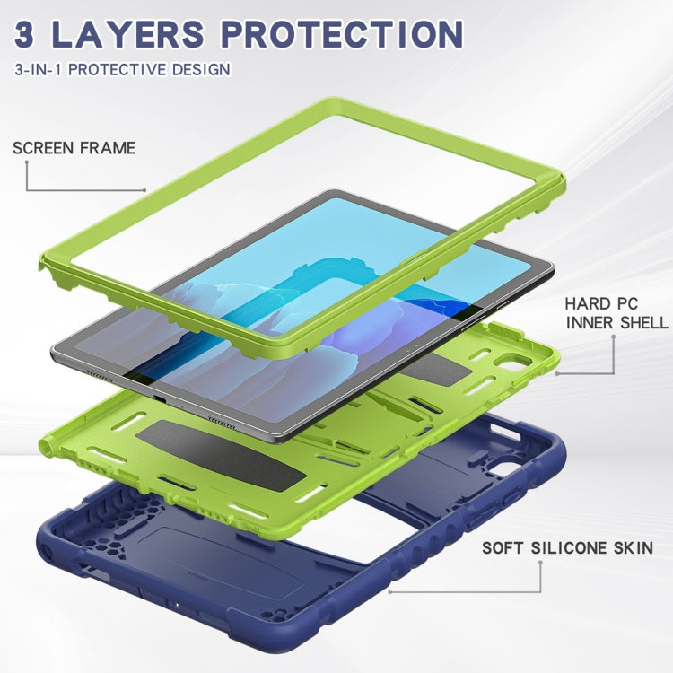 For Samsung Galaxy Tab A7 T500 3-Layer Protection Screen Frame + PC + Silicone Shockproof Combination Case with Holder(NavyBlue+Lime) - Other Galaxy Tab PC by buy2fix | Online Shopping UK | buy2fix