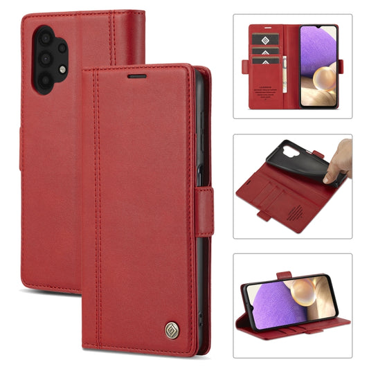 For Samsung Galaxy A32 5G LC.IMEEKE Magnetic Buckle PU + TPU Horizontal Flip Leather Case with Holder & Card Slots & Wallet(Red) - Galaxy Phone Cases by LC.IMEEKE | Online Shopping UK | buy2fix