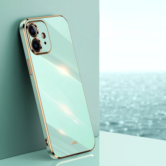 For iPhone 12 mini XINLI Straight 6D Plating Gold Edge TPU Shockproof Case (Mint Green) - iPhone 12 mini Cases by XINLI | Online Shopping UK | buy2fix