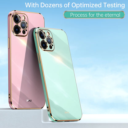 For iPhone 12 Pro XINLI Straight 6D Plating Gold Edge TPU Shockproof Case(Mint Green) - iPhone 12 / 12 Pro Cases by XINLI | Online Shopping UK | buy2fix