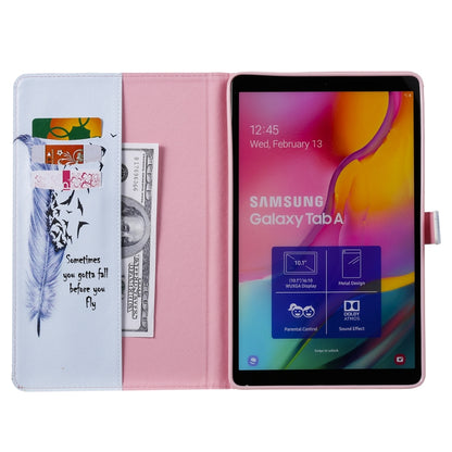 For Galaxy Tab A 10.1 (2019) 3D Colored Drawing Horizontal Flip Leather Case with Holder & Card Slots & Wallet(Feather) - Tab A 10.1 by buy2fix | Online Shopping UK | buy2fix