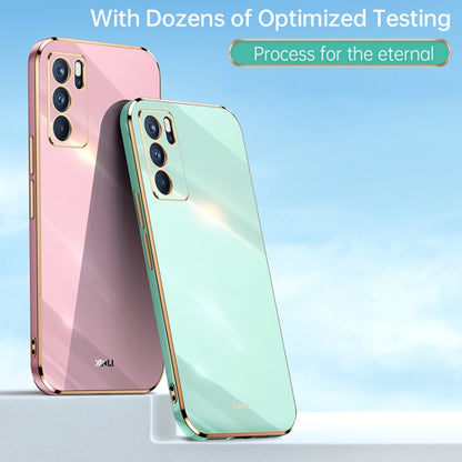 For OPPO Reno6 5G XINLI Straight 6D Plating Gold Edge TPU Shockproof Case(Cherry Purple) - OPPO Cases by XINLI | Online Shopping UK | buy2fix