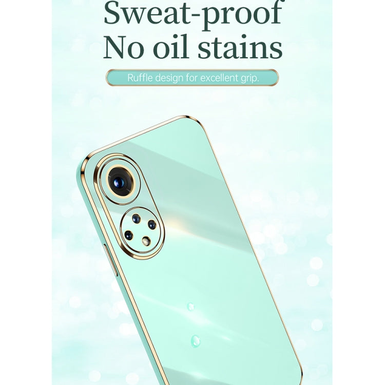 For Honor 50 XINLI Straight 6D Plating Gold Edge TPU Shockproof Case with Ring Holder(Mint Green) - Honor Cases by XINLI | Online Shopping UK | buy2fix