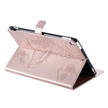 For iPad 10.2 / Pro 10.5 / Air  2019 Pressed Printing Butterfly Pattern Horizontal Flip PU Leather Case with Holder & Card Slots & Wallet & Pen Slot(Rose Gold) - iPad Air (2019) Cases by buy2fix | Online Shopping UK | buy2fix