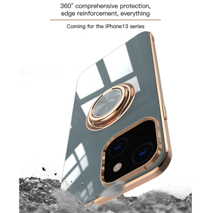 For iPhone 13 Pro Max 6D Electroplating Full Coverage Silicone Protective Case with Magnetic Ring Holder (Light Pink) - iPhone 13 Pro Max Cases by buy2fix | Online Shopping UK | buy2fix