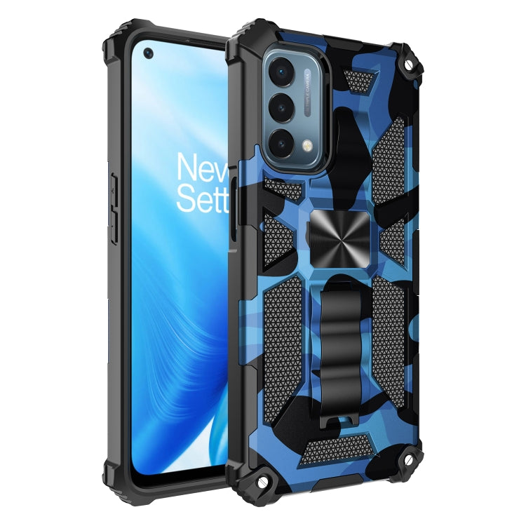 For OPPO A54 4G / A55 5G Camouflage Armor Shockproof TPU + PC Magnetic Protective Case with Holder(Blue) - OPPO Cases by buy2fix | Online Shopping UK | buy2fix