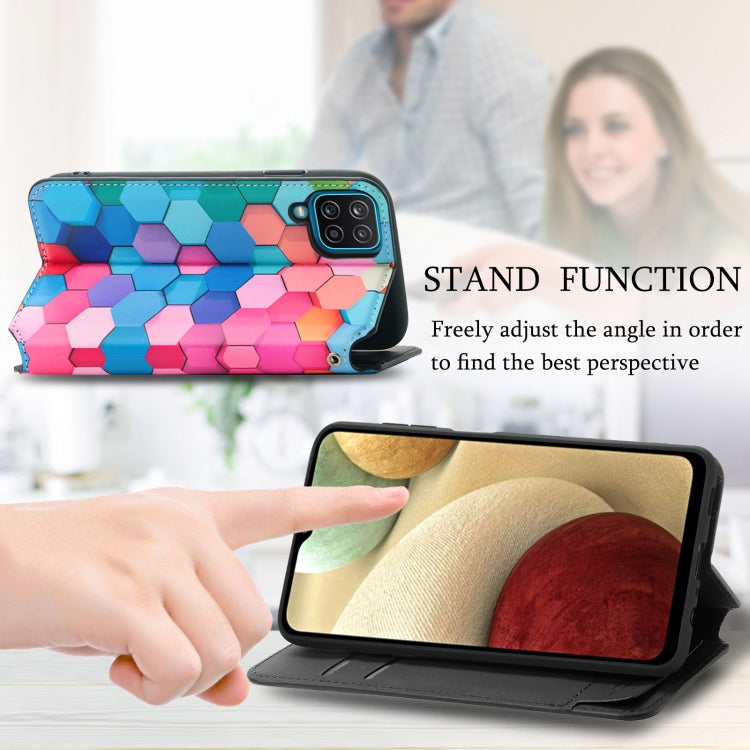 For Samsung Galaxy A12 Colorful Magnetic Horizontal Flip PU Leather Case with Holder & Card Slot & Wallet(Colorful Cube) - Galaxy Phone Cases by buy2fix | Online Shopping UK | buy2fix