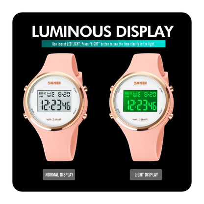 SKMEI 1720 Round Dial LED Digital Display Luminous Silicone Strap Electronic Watch(White) - LED Digital Watches by SKMEI | Online Shopping UK | buy2fix