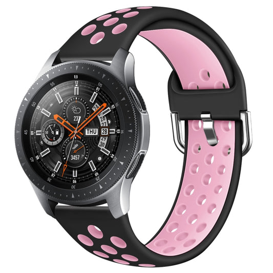 For Galaxy Watch 46 / S3 / Huawei Watch GT 1 / 2 22mm Smart Watch Silicone Double Color Watch Band, Size:L(Black Pink) - Watch Bands by buy2fix | Online Shopping UK | buy2fix