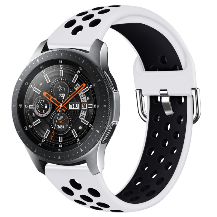 For Galaxy Watch 46 / S3 / Huawei Watch GT 1 / 2 22mm Smart Watch Silicone Double Color Watch Band, Size:L(White Black) - Watch Bands by buy2fix | Online Shopping UK | buy2fix