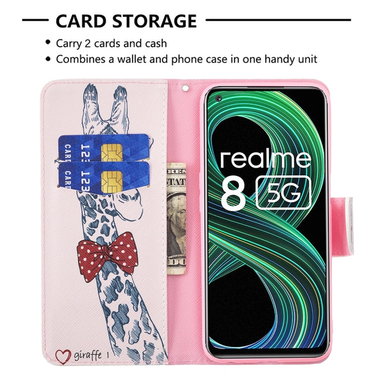 For OPPO Realme 8 5G / Realme V13 Colored Drawing Pattern Horizontal Flip Leather Case with Holder & Card Slots & Wallet(Deer) - Realme Cases by buy2fix | Online Shopping UK | buy2fix