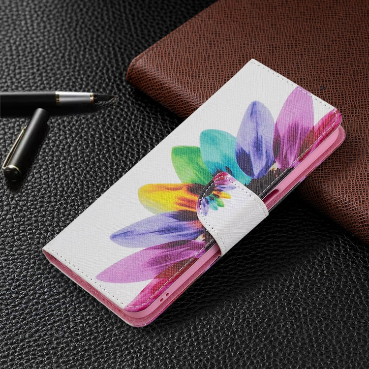 For OPPO Realme 8 5G / Realme V13 Colored Drawing Pattern Horizontal Flip Leather Case with Holder & Card Slots & Wallet(Sun Flower) - Realme Cases by buy2fix | Online Shopping UK | buy2fix