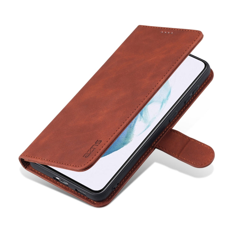 For Samsung Galaxy S21 FE 5G AZNS Skin Feel Calf Texture Horizontal Flip Leather Case with Card Slots & Holder & Wallet(Brown) - Galaxy Phone Cases by AZNS | Online Shopping UK | buy2fix