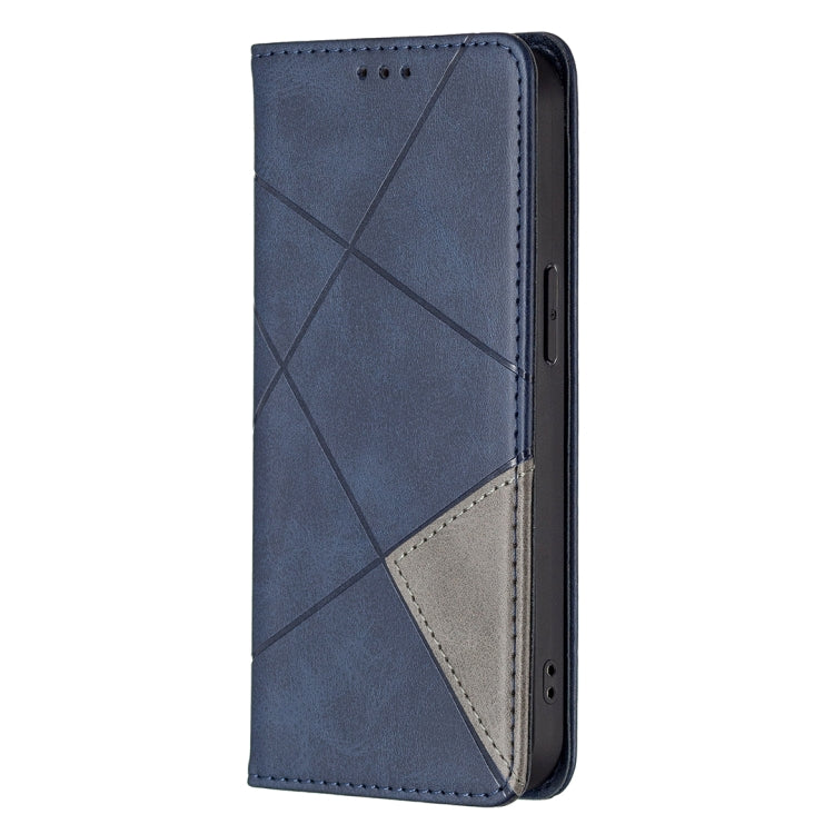 For iPhone 13 mini Rhombus Texture Horizontal Flip Magnetic Leather Case with Holder & Card Slots (Blue) - iPhone 13 mini Cases by buy2fix | Online Shopping UK | buy2fix