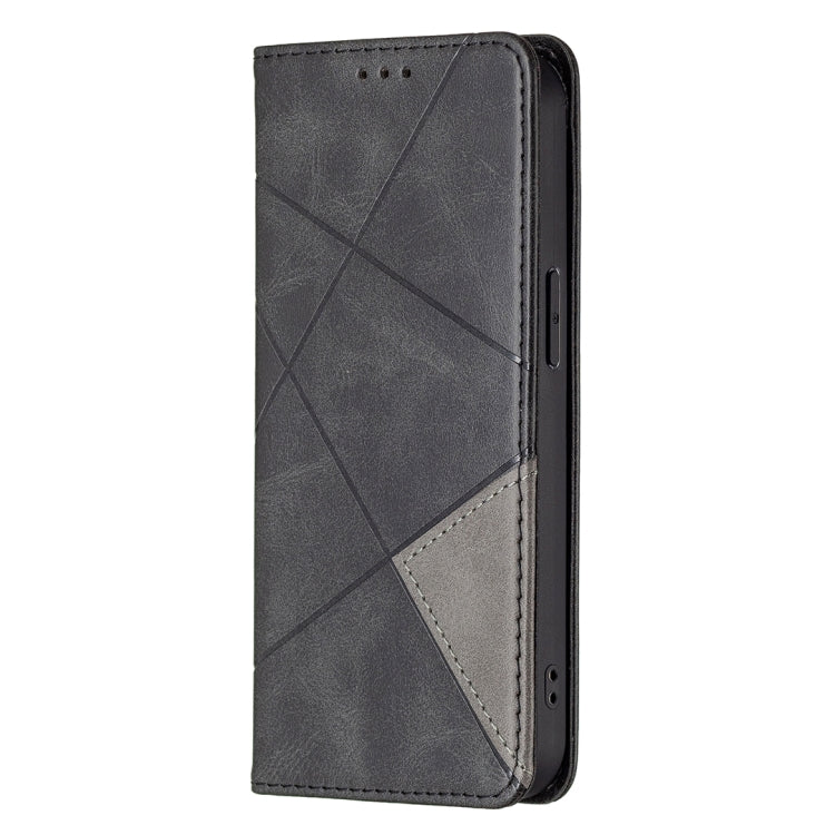 For iPhone 13 Pro Rhombus Texture Horizontal Flip Magnetic Leather Case with Holder & Card Slots (Black) - iPhone 13 Pro Cases by buy2fix | Online Shopping UK | buy2fix