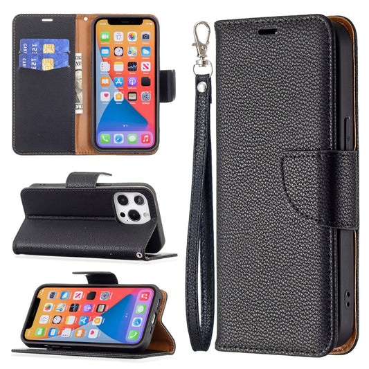 For iPhone 13 Pro Max Litchi Texture Pure Color Horizontal Flip Leather Case with Holder & Card Slots & Wallet & Lanyard (Black) - iPhone 13 Pro Max Cases by buy2fix | Online Shopping UK | buy2fix