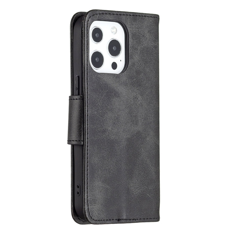 For iPhone 13 mini  Retro Lambskin Texture Pure Color Horizontal Flip PU Leather Case, with Holder & Card Slots & Wallet & Lanyard(Black) - iPhone 13 mini Cases by buy2fix | Online Shopping UK | buy2fix