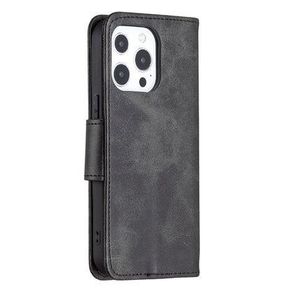 For iPhone 13 Pro Retro Lambskin Texture Pure Color Horizontal Flip PU Leather Case, with Holder & Card Slots & Wallet & Lanyard(Black) - iPhone 13 Pro Cases by buy2fix | Online Shopping UK | buy2fix