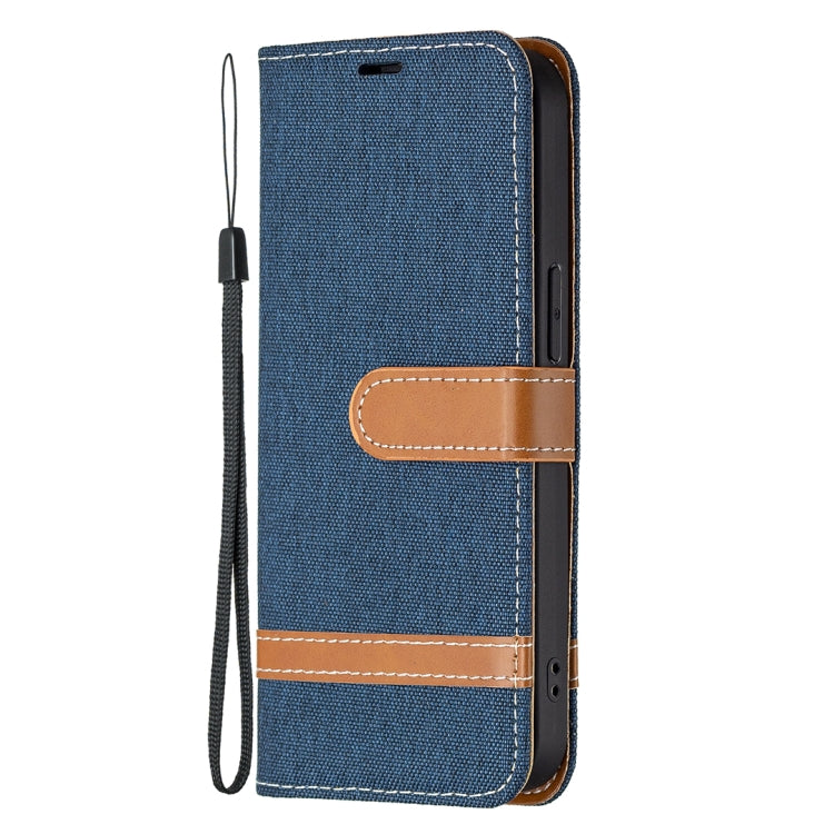 For iPhone 13 mini Color Matching Denim Texture Horizontal Flip Leather Case with Holder & Card Slots & Wallet & Lanyard (Dark Blue) - iPhone 13 mini Cases by buy2fix | Online Shopping UK | buy2fix