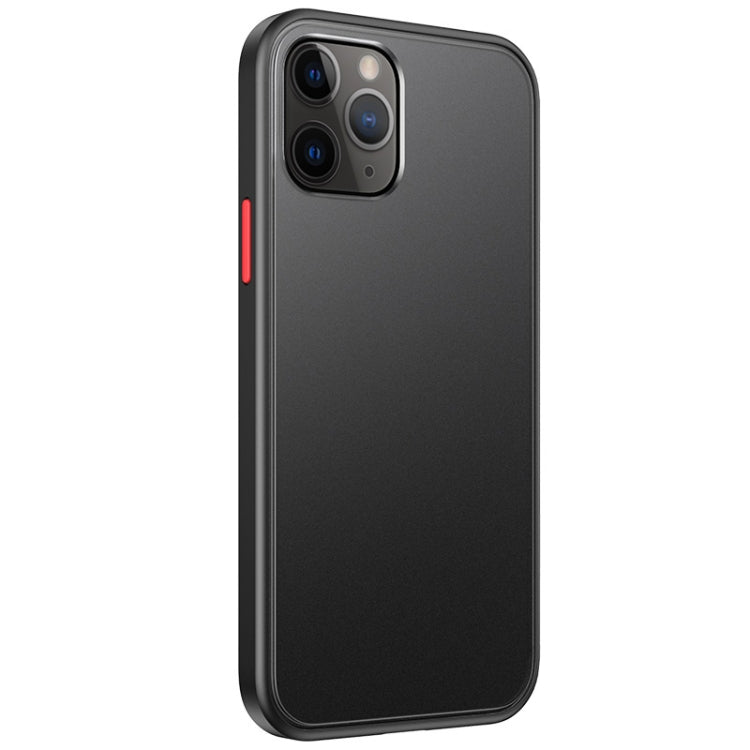 For iPhone 12 / 12 Pro Skin Feel Frosted PC + TPU Shockproof Case with Color Button(Black) - iPhone 12 / 12 Pro Cases by buy2fix | Online Shopping UK | buy2fix