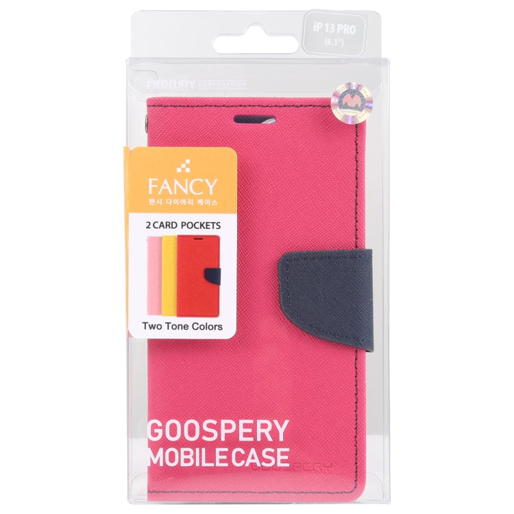 For iPhone 13 Pro GOOSPERY FANCY DIARY Cross Pattern Horizontal Flip Leather Case with Holder & Card Slots & Wallet (Rose Red) - iPhone 13 Pro Cases by GOOSPERY | Online Shopping UK | buy2fix