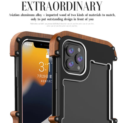 For iPhone 13 Pro Max R-JUST Ironwood Man Shockproof Metal + Wood Bumper Protective Case - iPhone 13 Pro Max Cases by R-JUST | Online Shopping UK | buy2fix