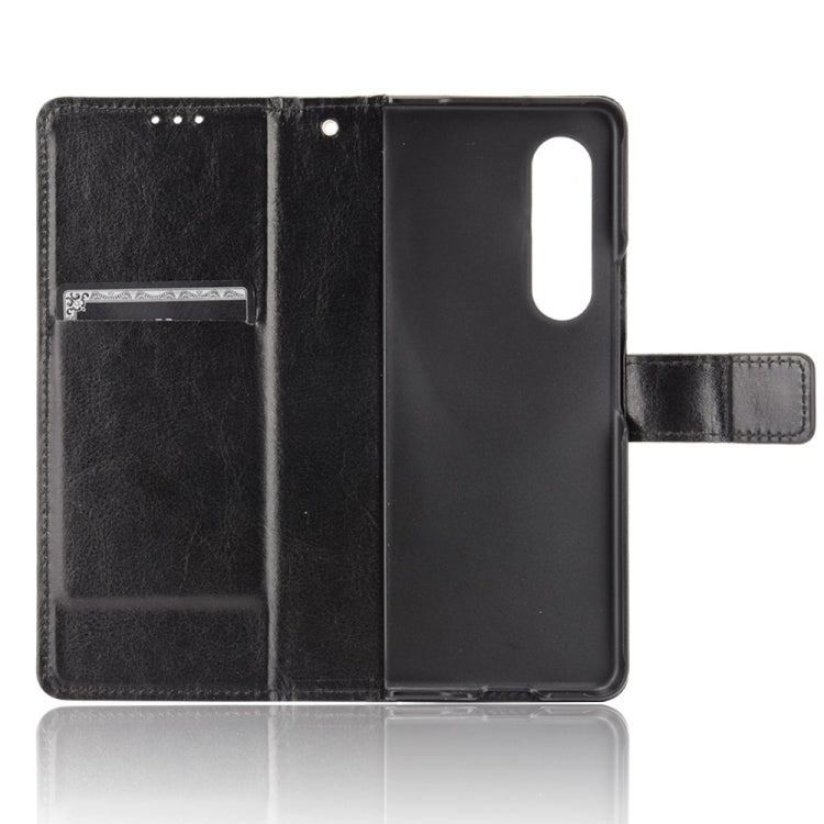 For Samsung Galaxy Z Fold3 5G Crazy Horse Texture Horizontal Flip Leather Case with Holder & Card Slots & Lanyard(Black) - Galaxy Phone Cases by GKK | Online Shopping UK | buy2fix